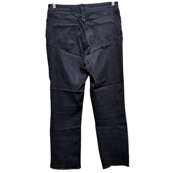 Nine West Kick Flare Black Denim Jeans Size 12 Womens Distressed Hem Cropped - Picture 2 of 9